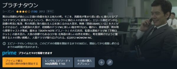 ドラマ プラチナタウン 無料動画配信